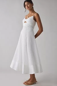 ASTR Celina Tonal Gingham Keyhole Cutout Midi Dress