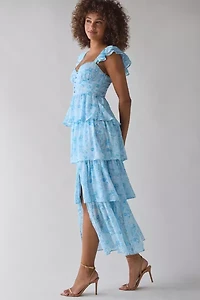 ASTR The Label Midsummer Tiered Ruffle Corset Midi Dress