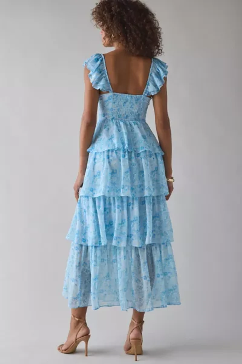 ASTR The Label Midsummer Tiered Ruffle Corset Midi Dress
