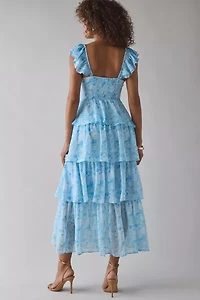 ASTR The Label Midsummer Tiered Ruffle Corset Midi Dress