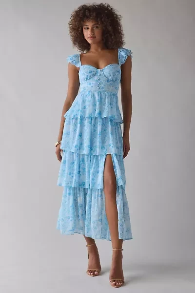 ASTR The Label Midsummer Tiered Ruffle Corset Midi Dress