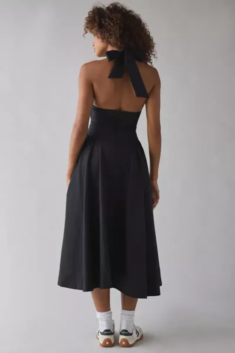 ASTR The Label Meana Basque Waist Plunging Halter Mini Dress