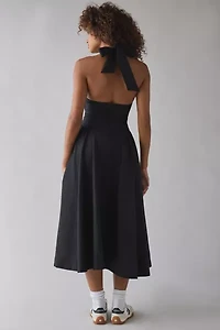ASTR The Label Meana Basque Waist Plunging Halter Mini Dress