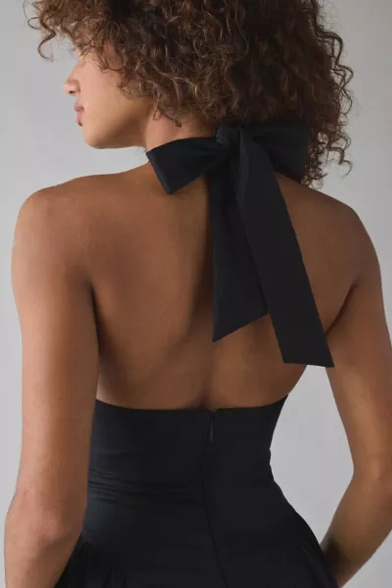 ASTR The Label Meana Basque Waist Plunging Halter Mini Dress