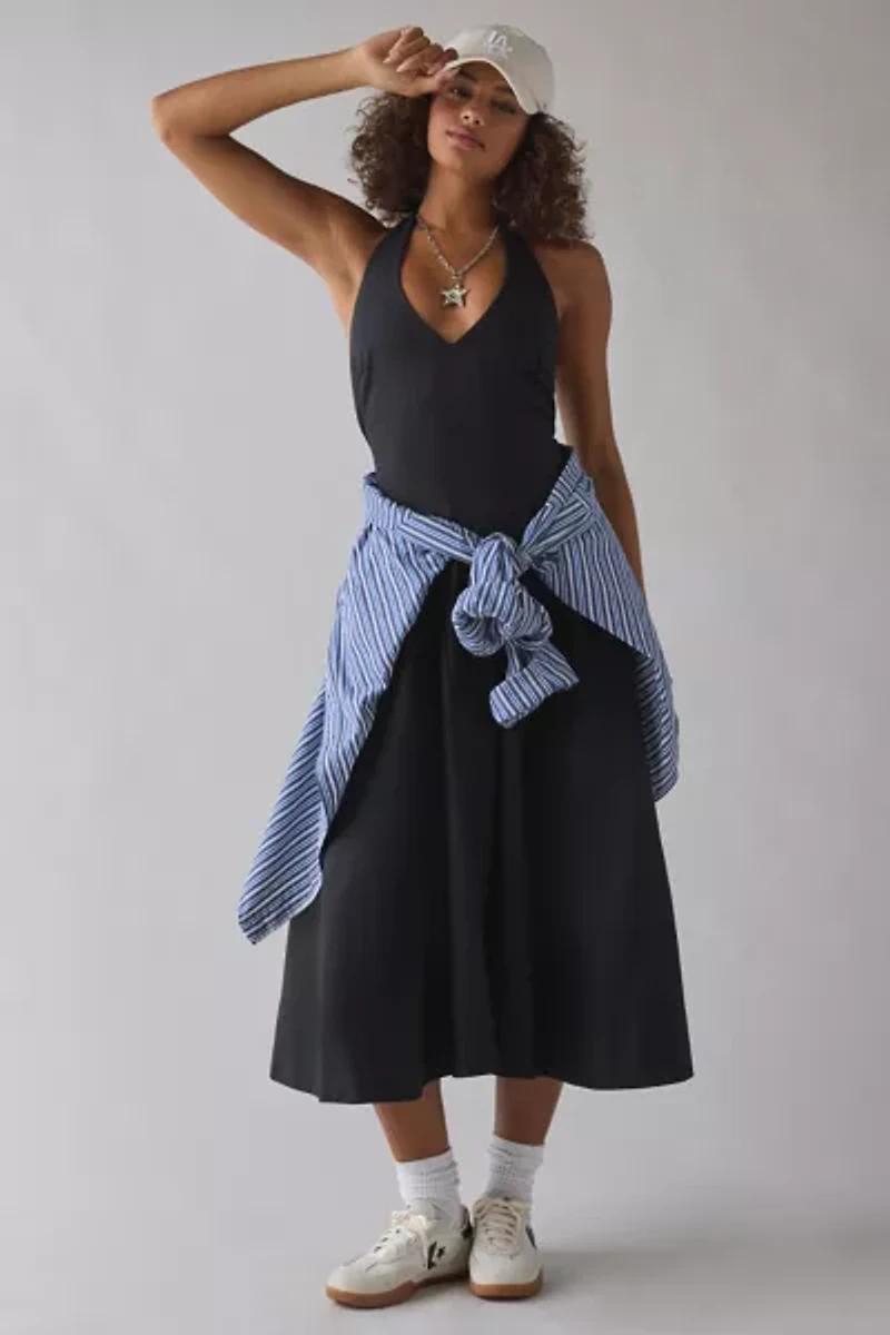 ASTR The Label Meana Basque Waist Plunging Halter Mini Dress
