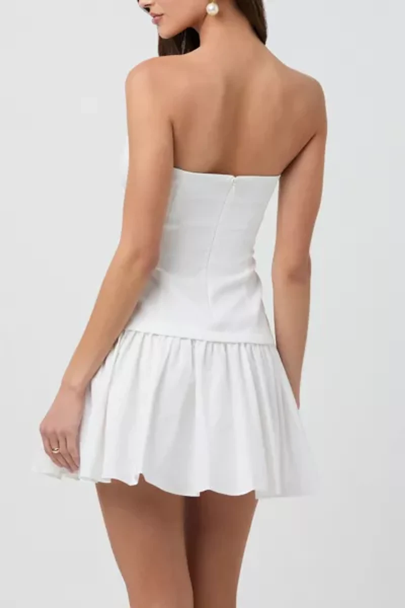 ASTR The Label Strapless Mixed Media Drop Waist Mini Dress