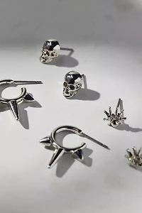 Lilith Spiked Silver Earring Set