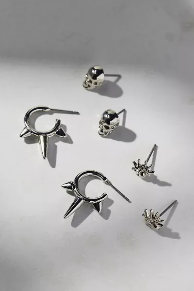 Lilith Spiked Silver Earring Set