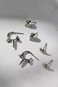Lilith Spiked Silver Earring Set