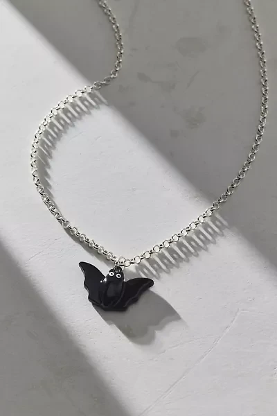 Enameled Bat Pendant Necklace
