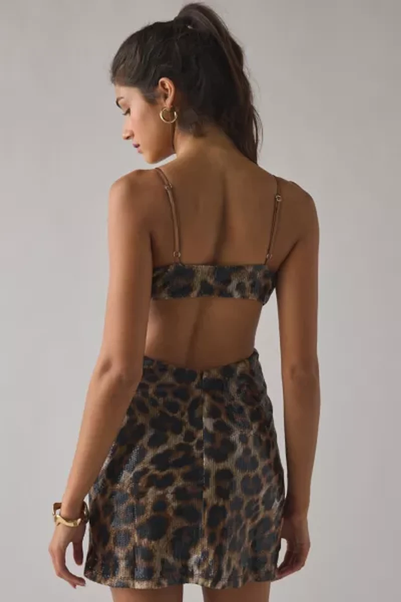 UO Make It Shimmer Plunging Cutout Sequin Mini Dress