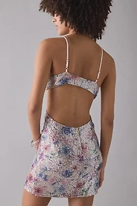 UO Make It Shimmer Plunging Cutout Sequin Mini Dress