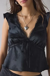 Kimchi Blue Lily Lace Trim Satin Milkmaid Top