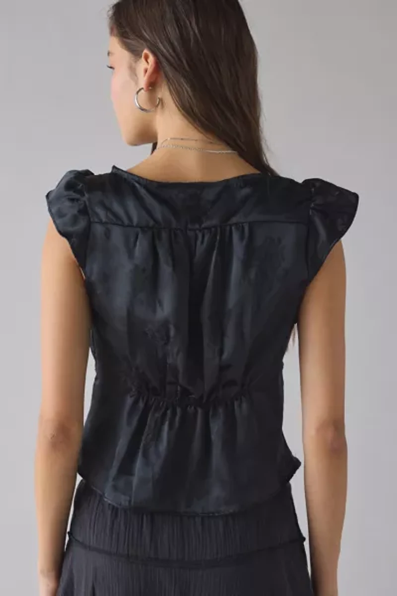 Kimchi Blue Lily Lace Trim Satin Milkmaid Top