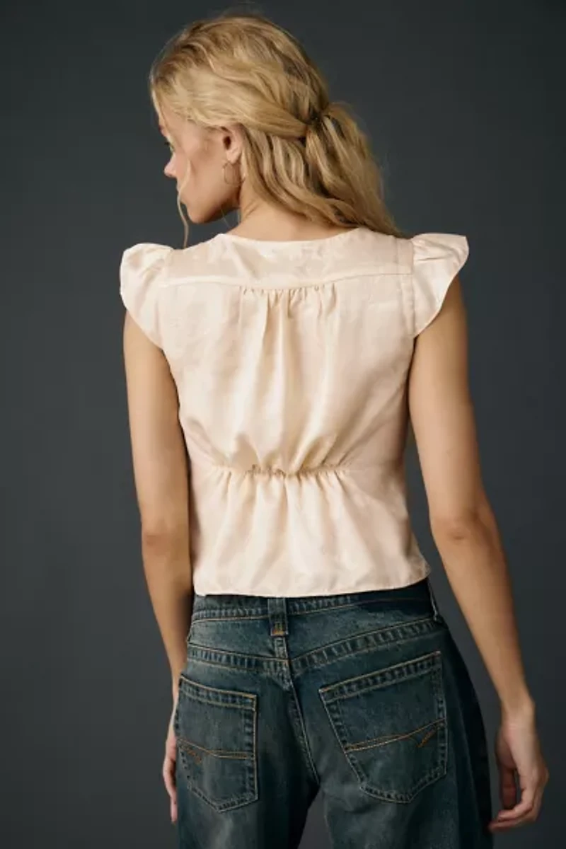 Kimchi Blue Lily Lace Trim Satin Milkmaid Top