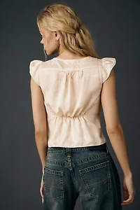 Kimchi Blue Lily Lace Trim Satin Milkmaid Top