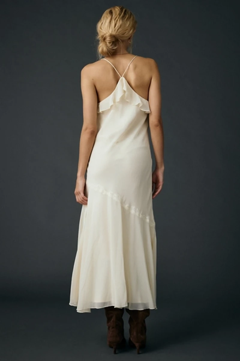 Kimchi Blue Lost Time Asymmetric Ruffle Slip Midi Dress