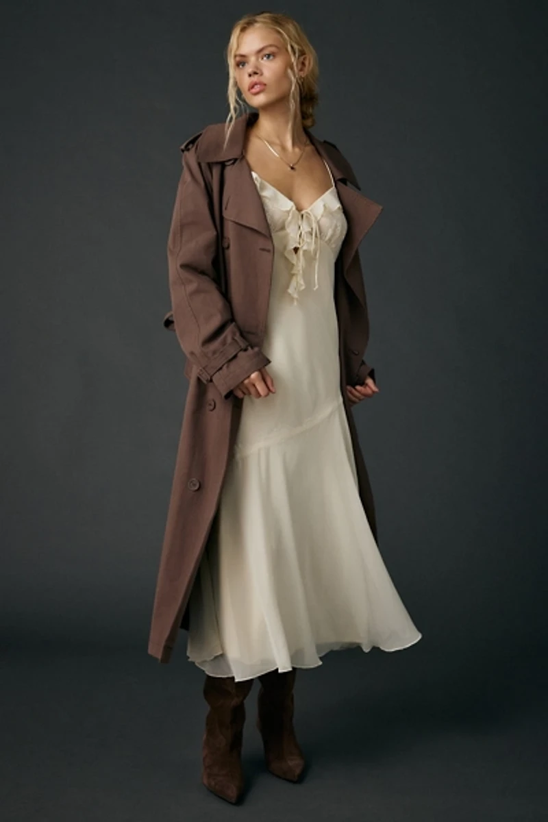 Kimchi Blue Lost Time Asymmetric Ruffle Slip Midi Dress