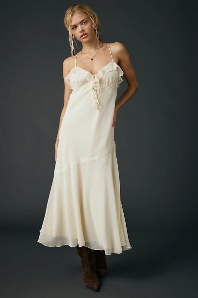 Kimchi Blue Lost Time Asymmetric Ruffle Slip Midi Dress