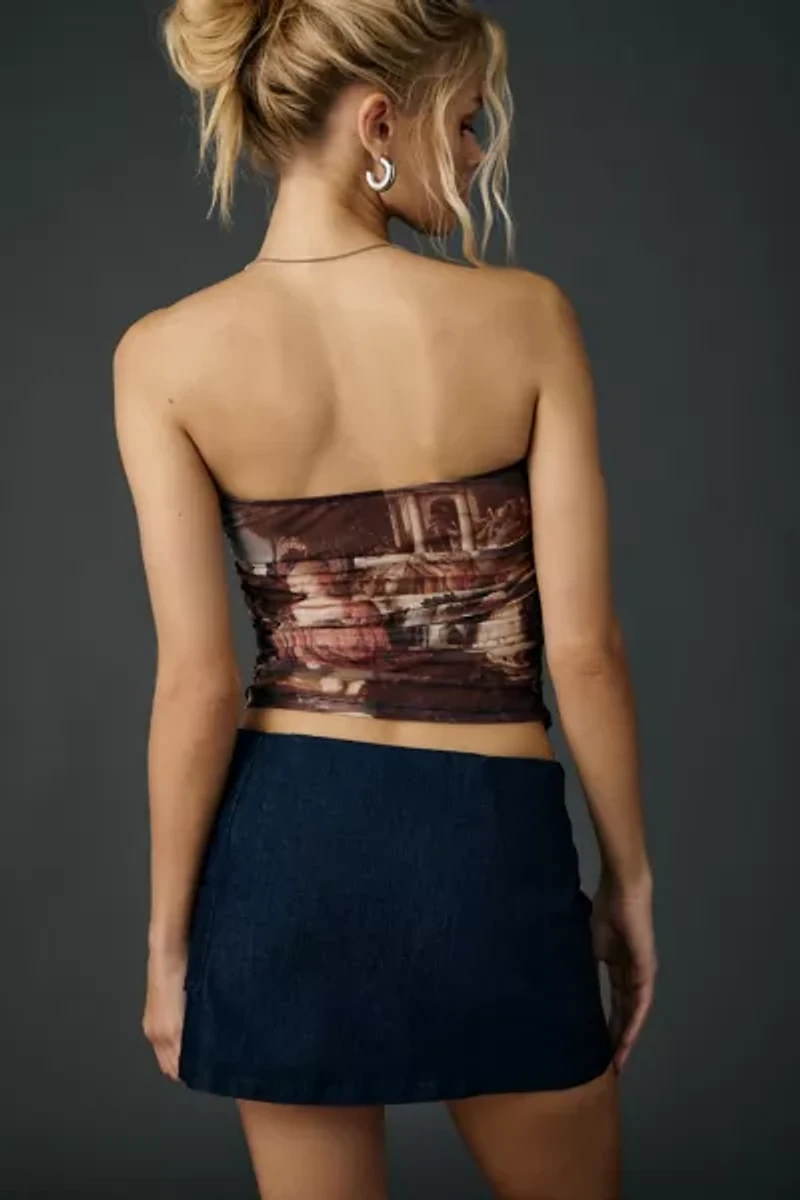 UO High Heavens Printed Mesh Cropped Tube Top