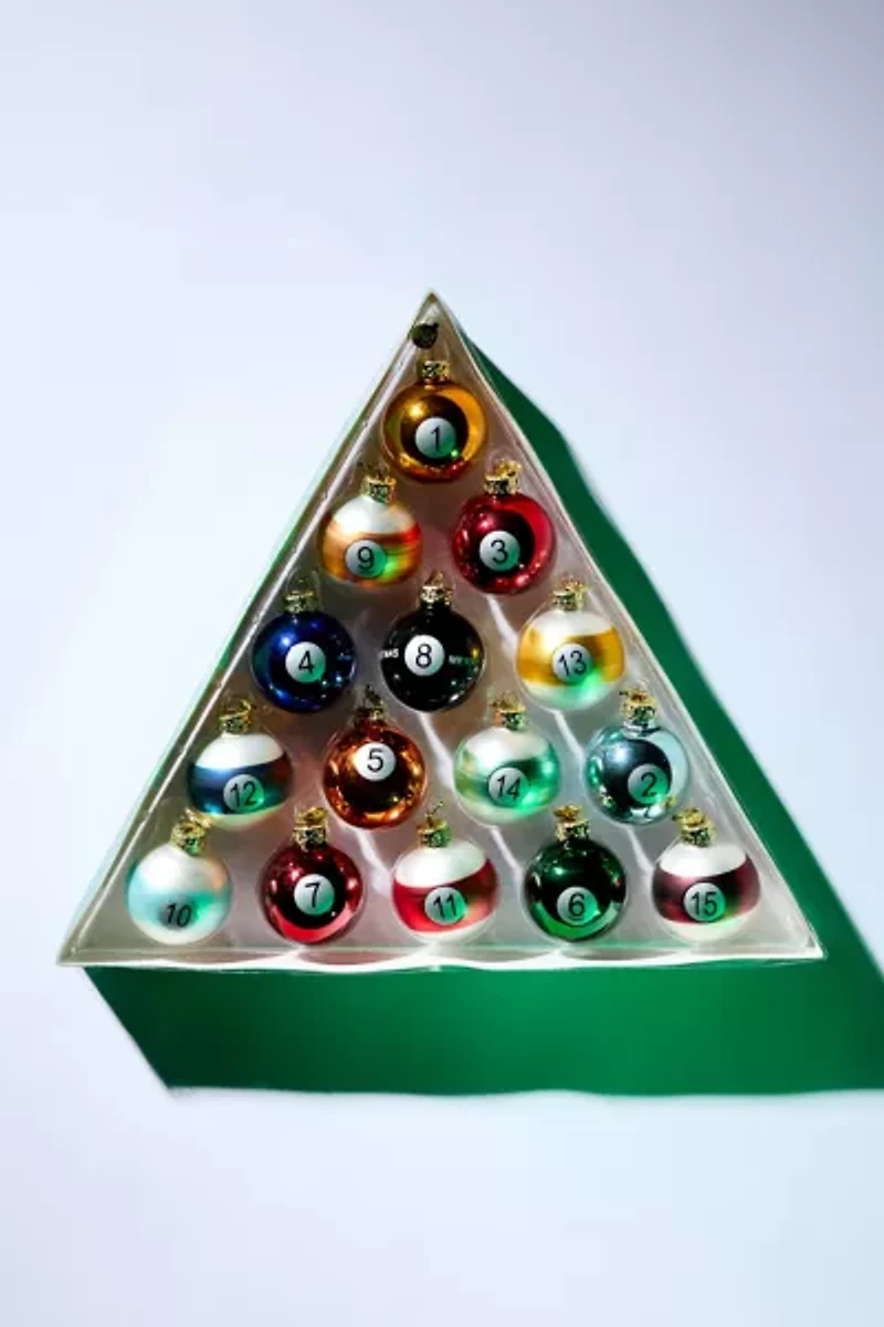 Pool Ball Glass Ornament Set