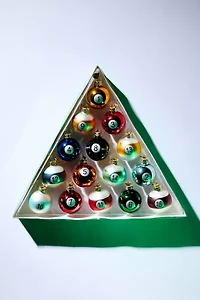 Pool Ball Glass Ornament Set