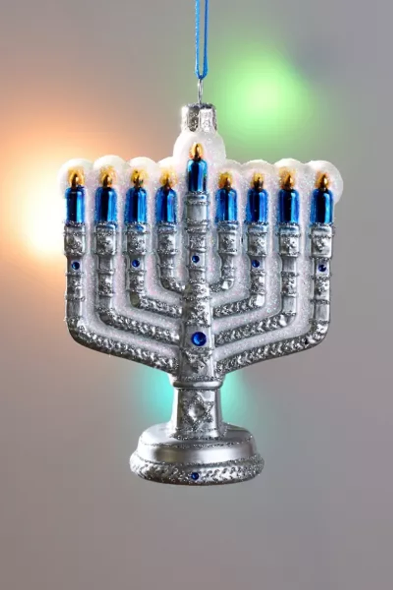 Noble Gems™ Glass New Hanukkah Menorah Ornament