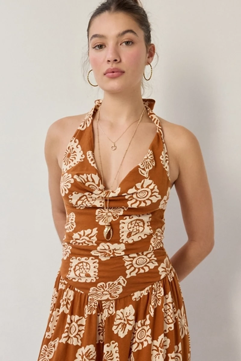 Out From Under Seaside Cotton Cowl Neck Halter Jumpsuit