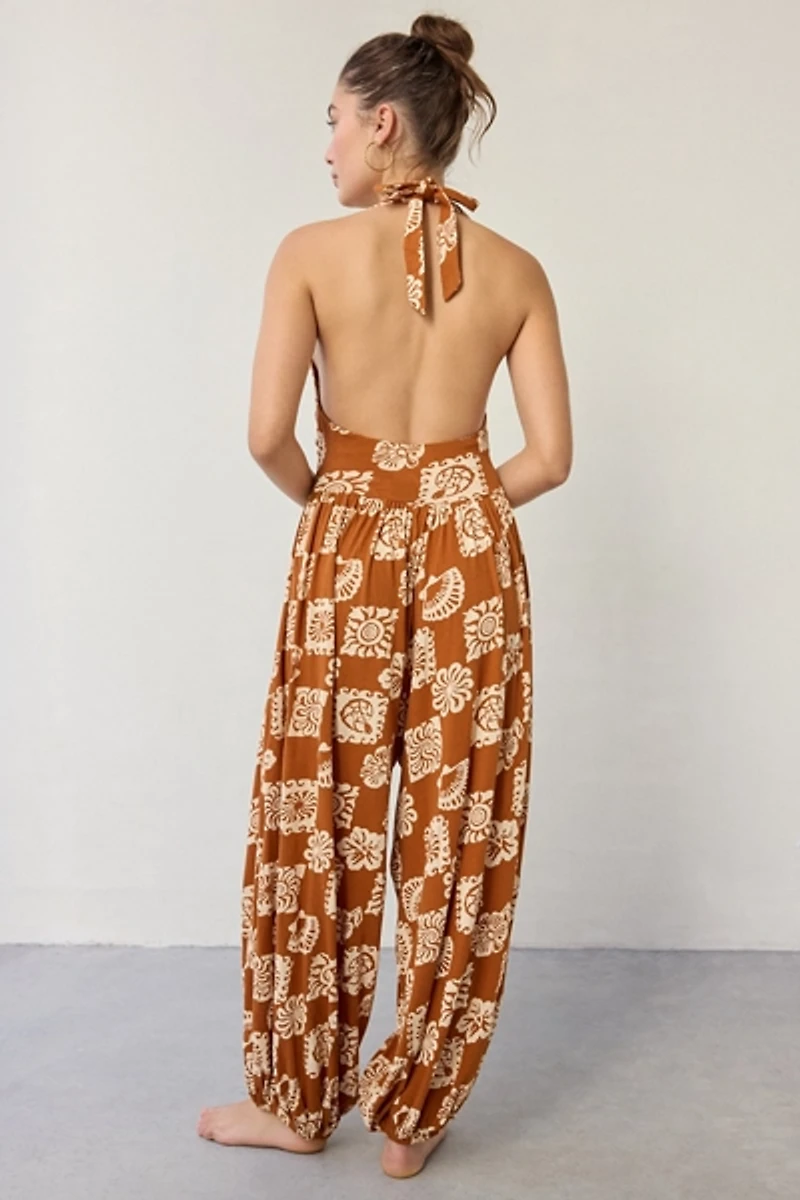 Out From Under Seaside Cotton Cowl Neck Halter Jumpsuit