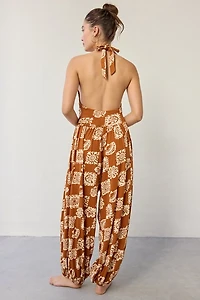 Out From Under Seaside Cotton Cowl Neck Halter Jumpsuit