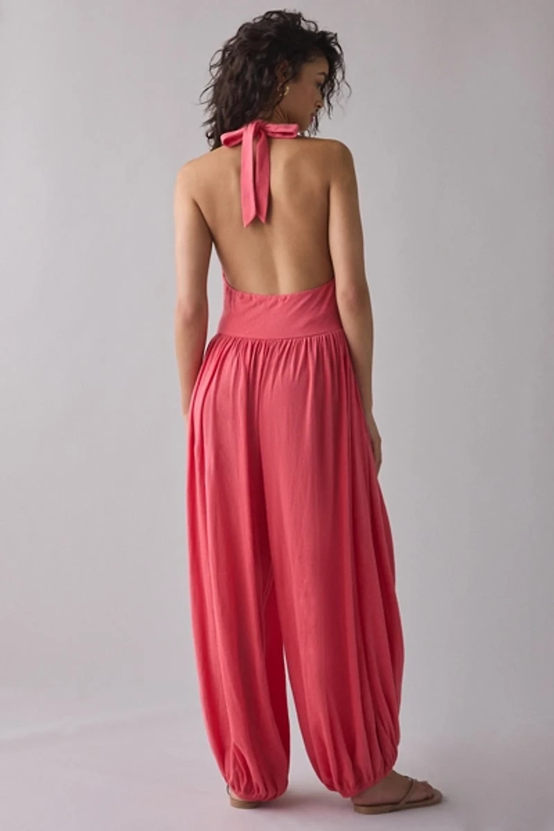 Out From Under Seaside Cotton Cowl Neck Halter Jumpsuit