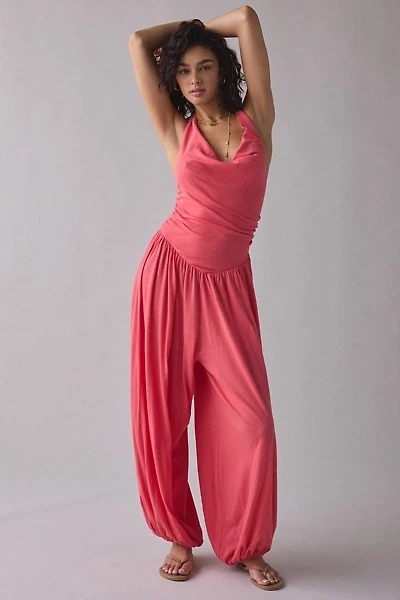 Out From Under Seaside Cotton Cowl Neck Halter Jumpsuit