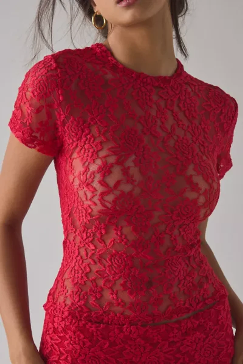 CAMPBELL&KRAMER X ReMADE By UO Thali Sheer Lace Top