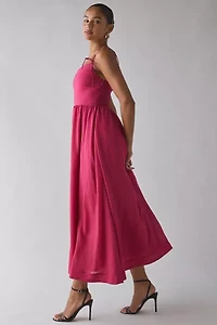 En Saison Bree Merlot Tie-Strap Midi Dress