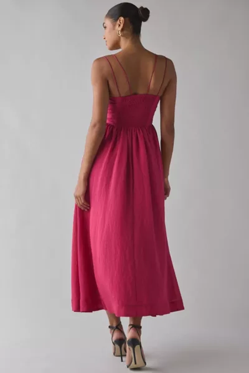En Saison Bree Merlot Tie-Strap Midi Dress