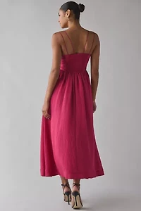 En Saison Bree Merlot Tie-Strap Midi Dress