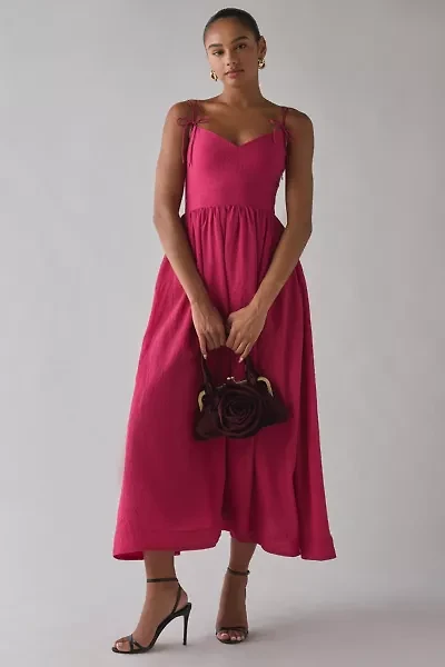 En Saison Bree Merlot Tie-Strap Midi Dress