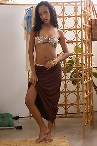 Dippin’ Daisy’s Lotus Jungle Rose Safari Bandeau Bikini Top