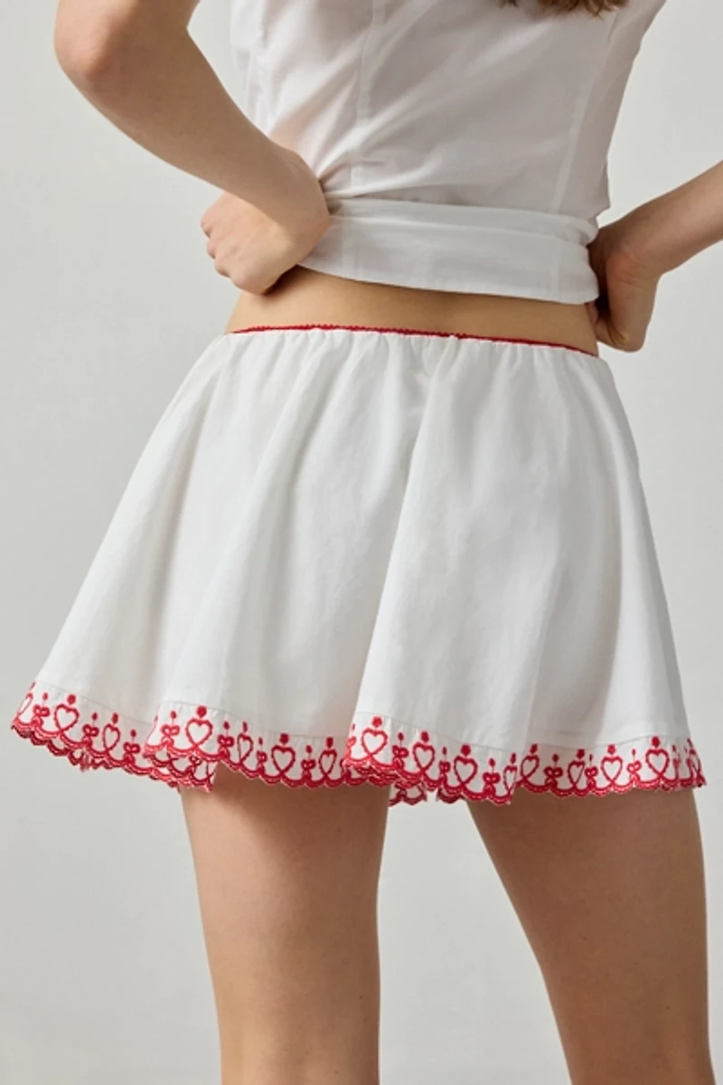 Kimchi Blue Puppy Love Embroidered Fit-And-Flare Mini Skirt