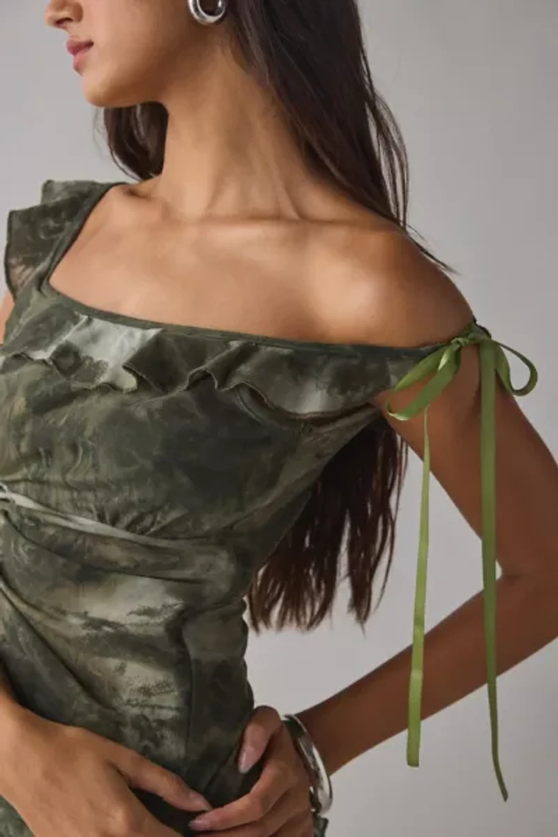 Kiss The Sky Euphoria Asymmetric Ruched Mesh Tank Top