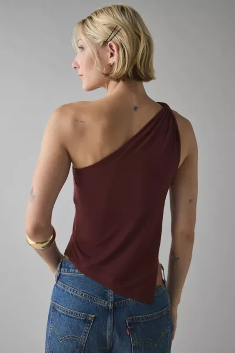 ReMADE By UO Remnants Jersey Knit Twisted One-Shoulder Asymmetrical Top