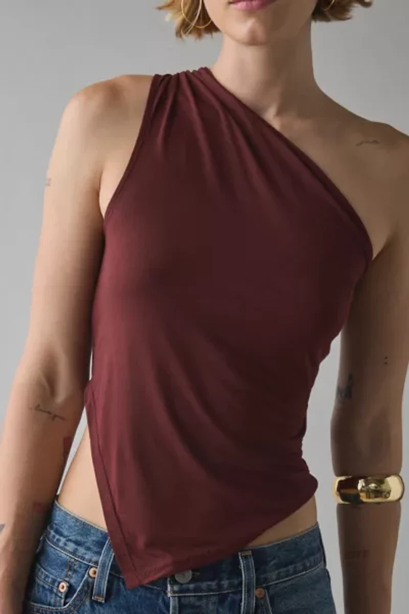 ReMADE By UO Remnants Jersey Knit Twisted One-Shoulder Asymmetrical Top