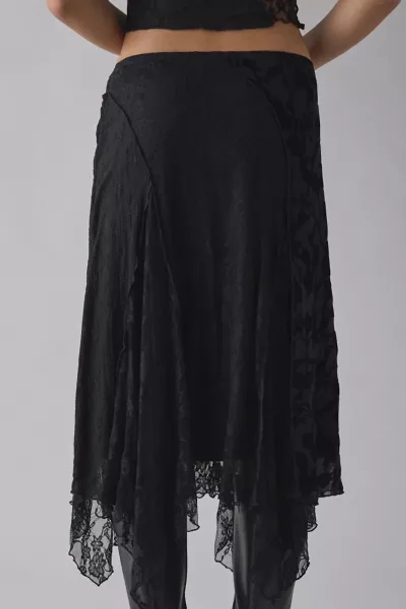 Kiss The Sky Marais Spliced Lace Hanky Hem Midi Skirt