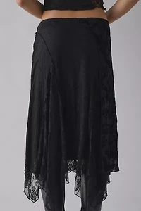Kiss The Sky Marais Spliced Lace Hanky Hem Midi Skirt