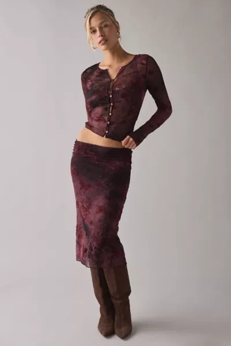 Kiss The Sky Reya Button Up Long Sleeve Sheer Mesh Top