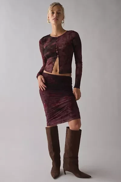 Kiss The Sky Reya Low-Rise Mesh Slip Midi Skirt