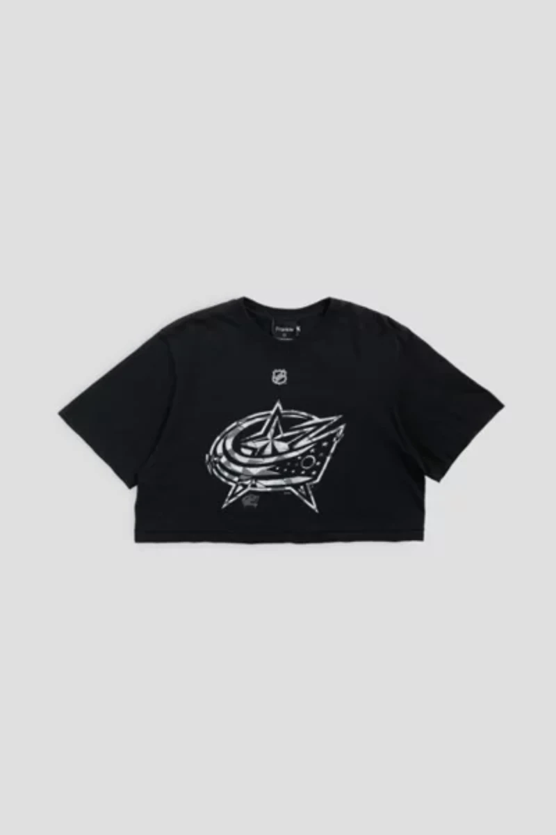Frankie Collective Rework Columbus Blue Jackets NHL Crop Tee