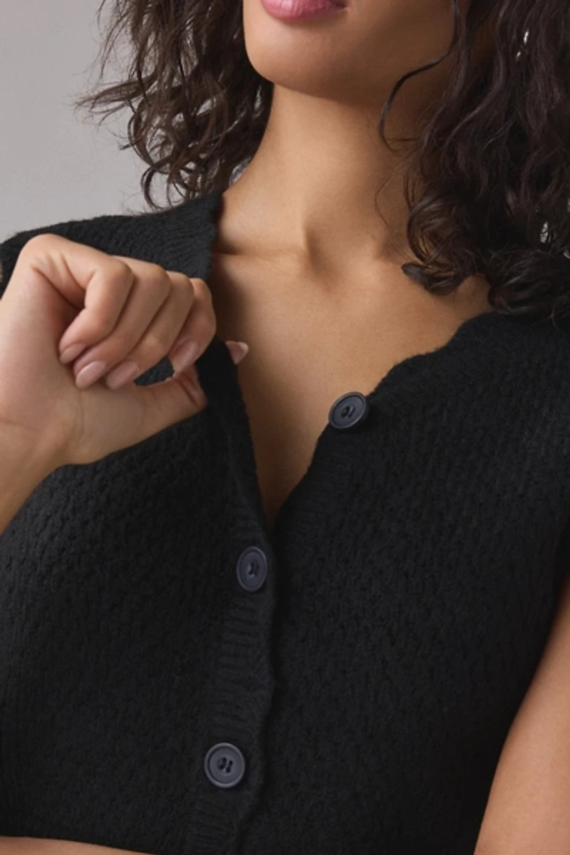 Kimchi Blue Posey Pointelle Knit Cropped Button-Up Sweater Vest