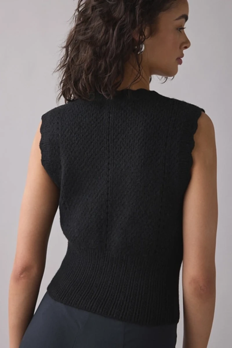 Kimchi Blue Posey Pointelle Knit Cropped Button-Up Sweater Vest