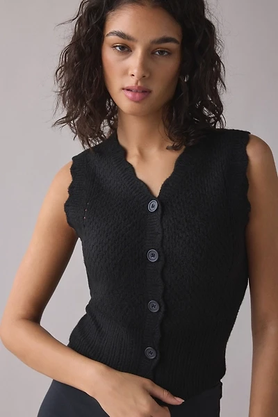 Kimchi Blue Posey Pointelle Knit Cropped Button-Up Sweater Vest